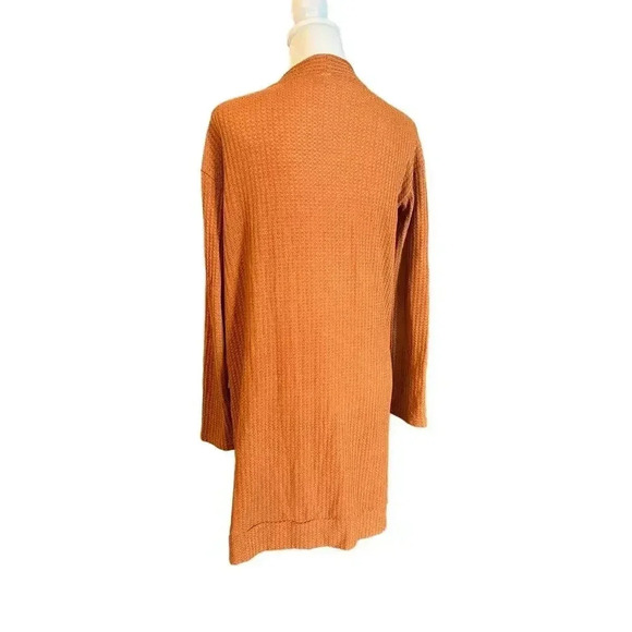 Tickled teal the Aubrey cardigan orange waffle texture, side length size large - Picture 8 of 10